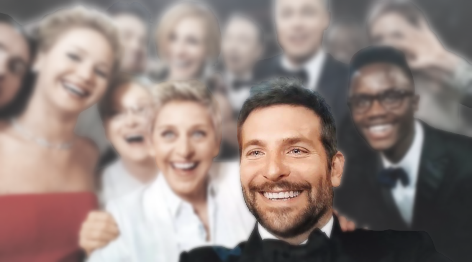 The corrected result — Cooper sharp at the centre, surrounding faces gracefully receding into atmospheric blur.