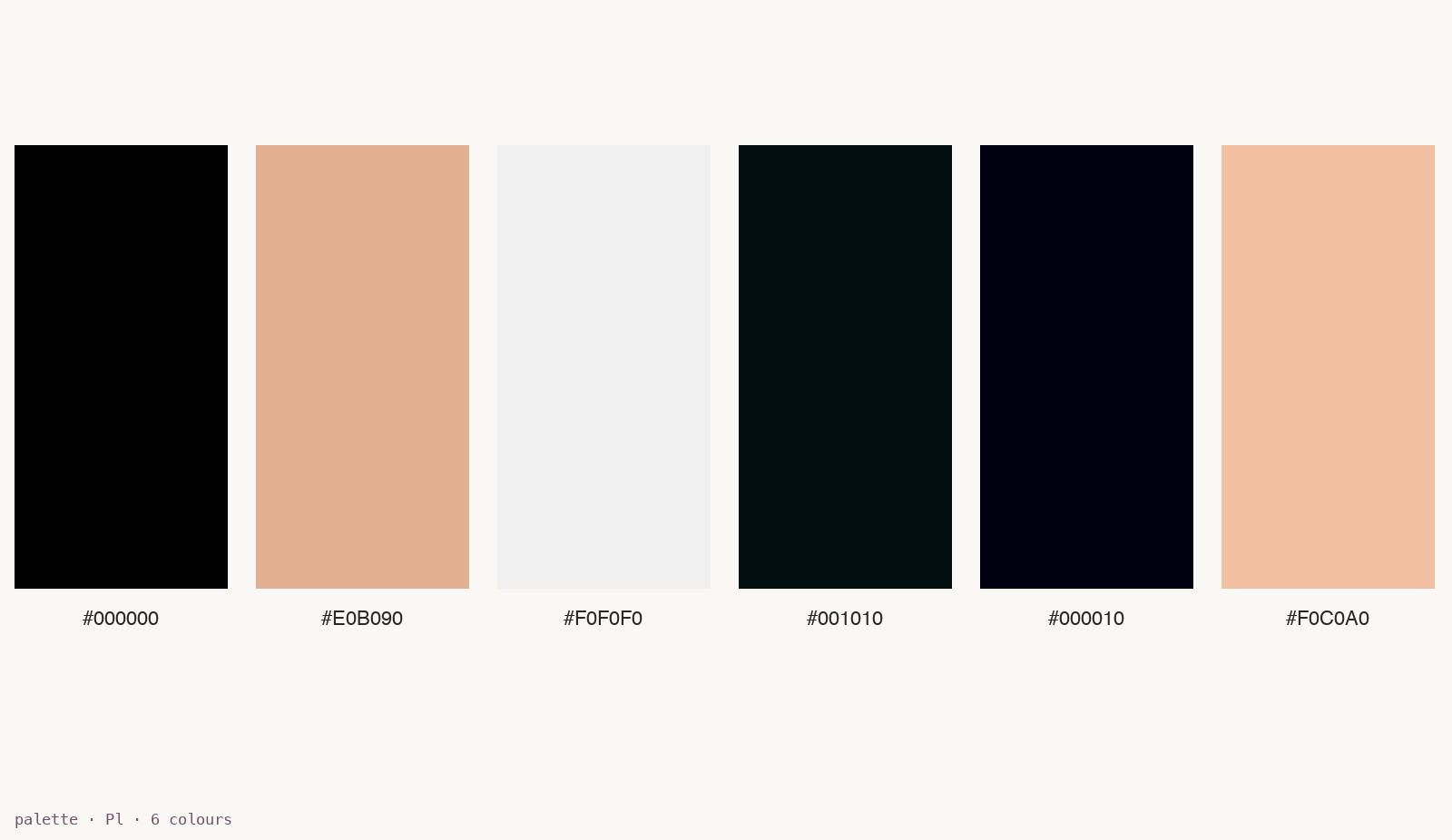 The dominant colours — extracted by quantisation, frequency-ordered.